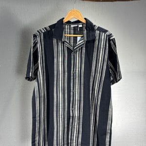 پیراهن لنین مردانه LIVERGY - L, خط دار مشکی
