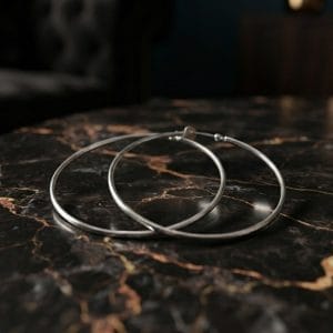 گوشواره حلقهای نقرهای سایز بزرگ نمای دور