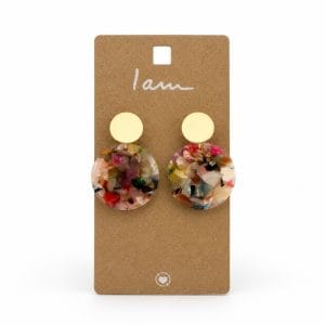 گوشواره آویز رزینی زنانه آی ام (I AM) طرح موزاییکی