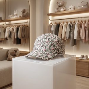 کلاه کپ فانتزی بچگانه سبز ملایم روی پایه دکوراتیو
