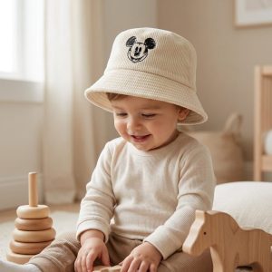 عکس تن‌خور و استایل کژوال کلاه باکت کبریتی یونیسکس آی ام طرح میکی ماوس