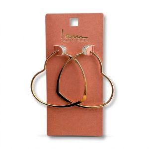 گوشواره حلقه‌ای قلبی زنانه آی ام رنگ طلایی نمای اصلی
