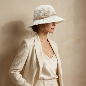 استایل تابستانی با کلاه حصیری مکرومه زنانه آی ام روی سر مدل