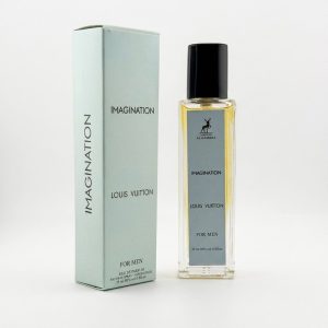 عطر مردانه میسون الحمبرا ایمجینیشن ۳۵ میل - تصویر اصلی شیشه و جعبه ادکلن