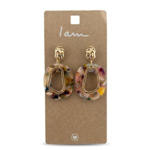 گوشواره آویز زنانه رزینی آی ام (I AM) طرح مرمری