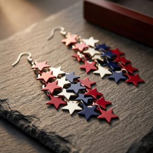 گوشواره آویز طرح ستاره آی ام (I AM) روی سنگ