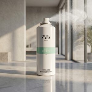 پاشش پودری و قطرات اسپری زنانه زارا گو فروتی روی سنگ مرمر لوکس