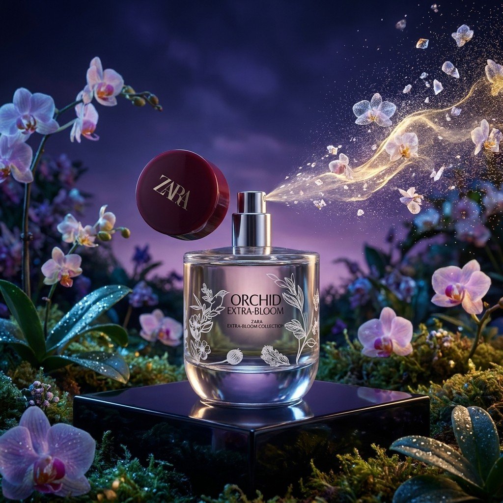 لحظه اسپری و پخش ذرات افشانه عطر زنانه زارا ارکید اکسترا بلوم