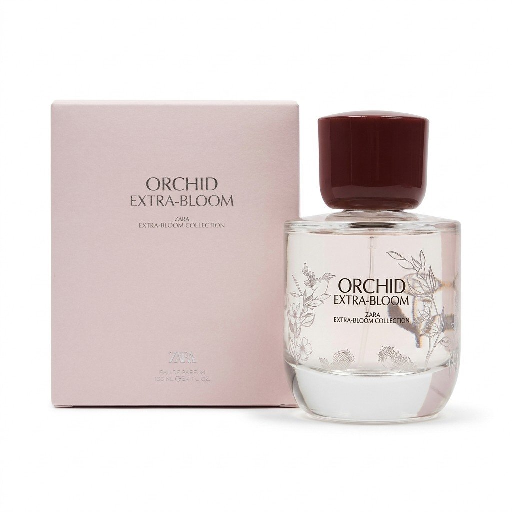 عطر زنانه زارا ارکید اکسترا بلوم ۹۰ میل با شیشه شفاف و درب زرشکی