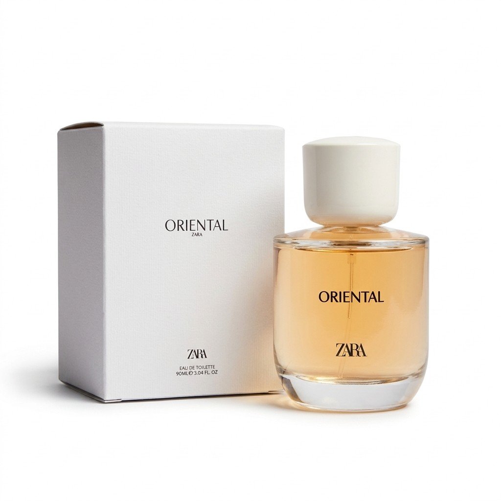 عطر زنانه زارا اورینتال ۹۰ میل با شیشه شفاف و درب سفید