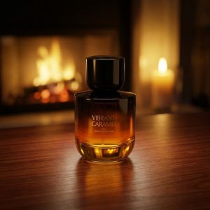 عطر زنانه زارا وایبرنت کارامل روی سطح چوب ماهون