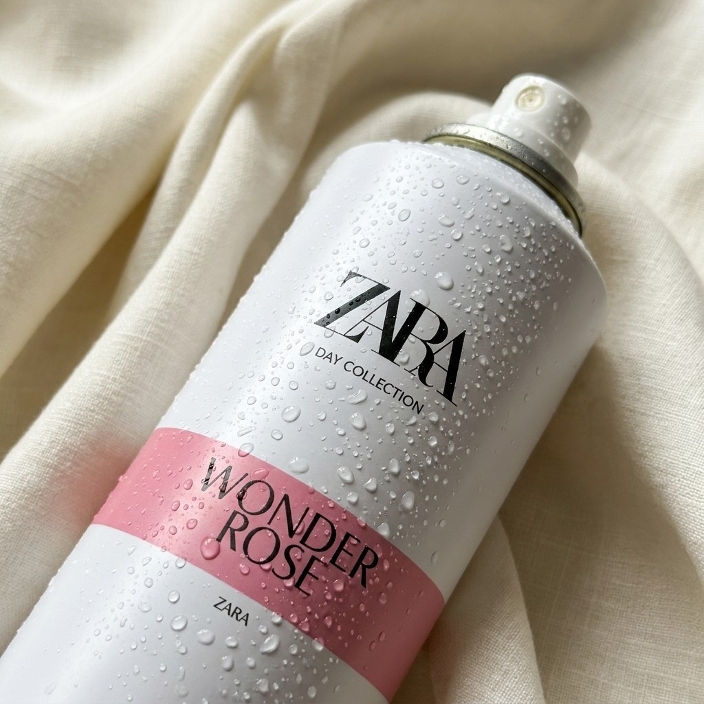 قطرات شبنم و حس خنکی اسپری زنانه زارا واندر رز روی پارچه لینن